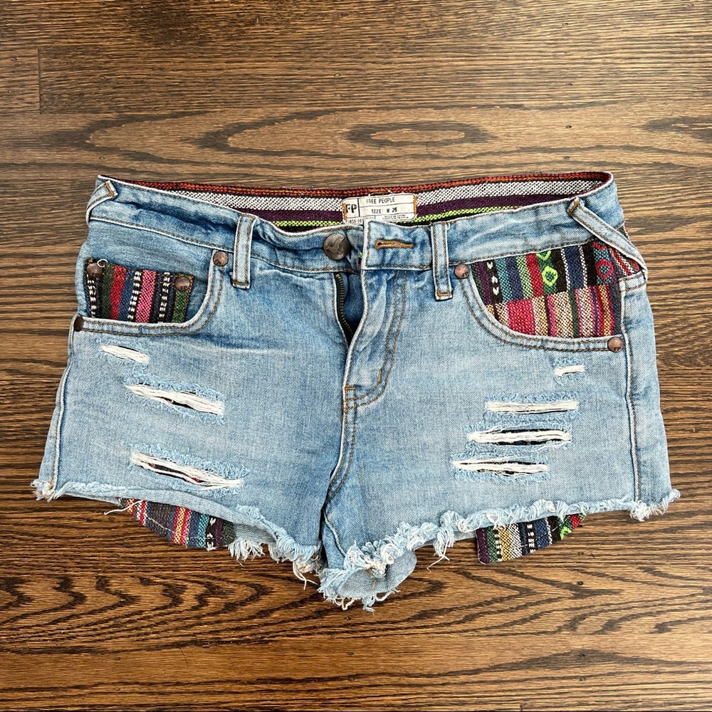 free people denim tribal shorts